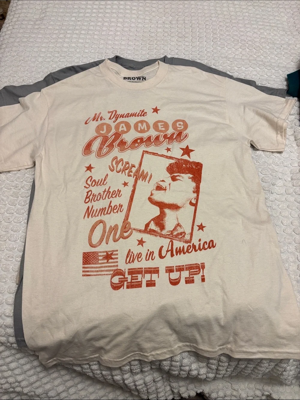 James Brown Graphic Tee - Cream with Orange Print